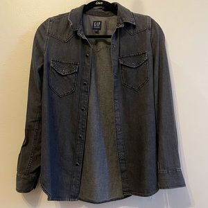 GAP Denim Western Shirt • Black Snaps • sz XS